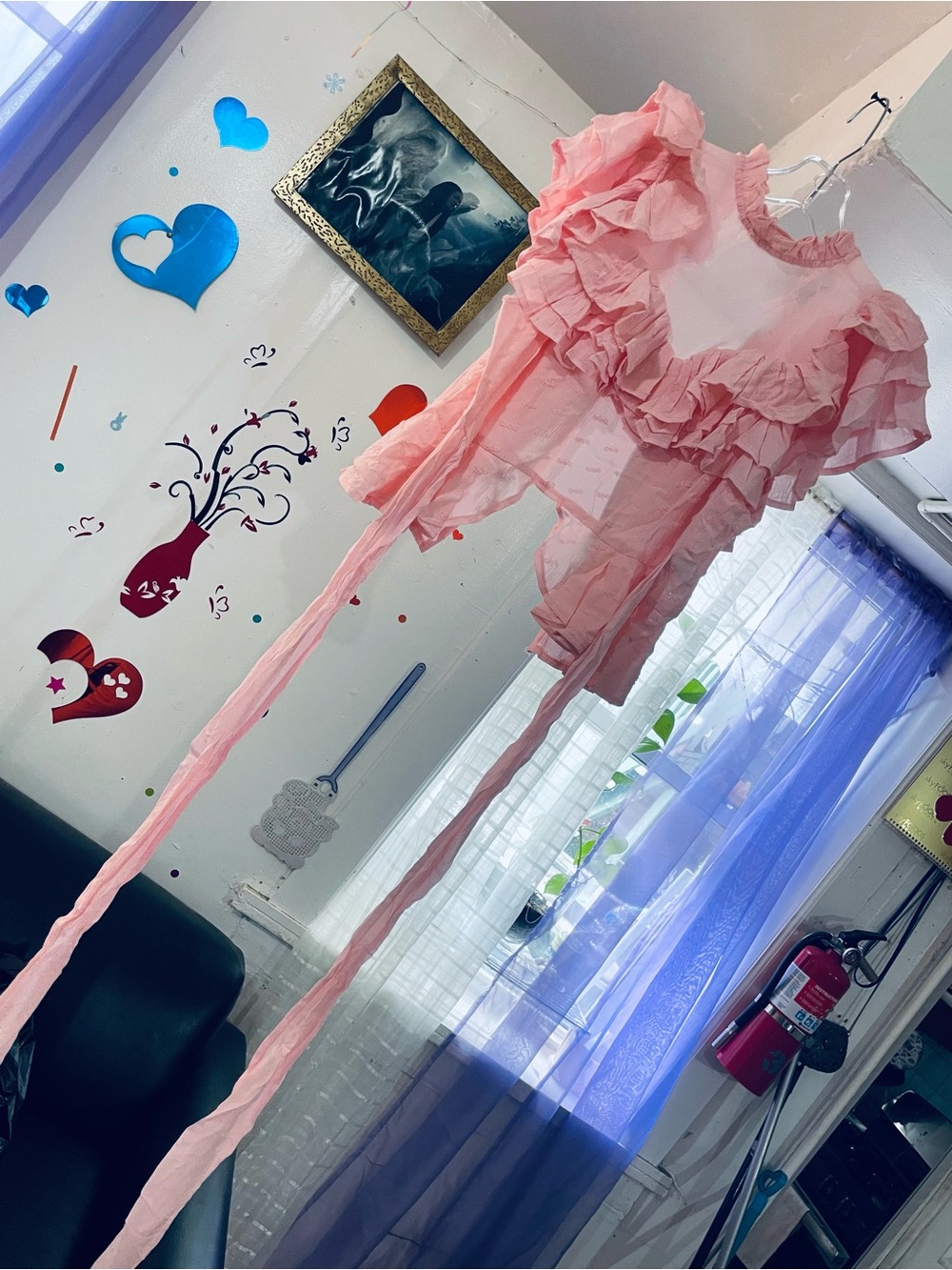 Sheer Pink Ruffled Blouse - Picture 3 of 3